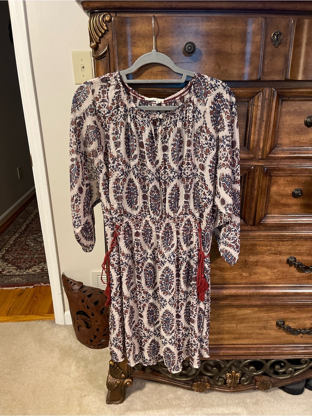 Floreat Cream Dress/Tunic with Red and Navy Paisley